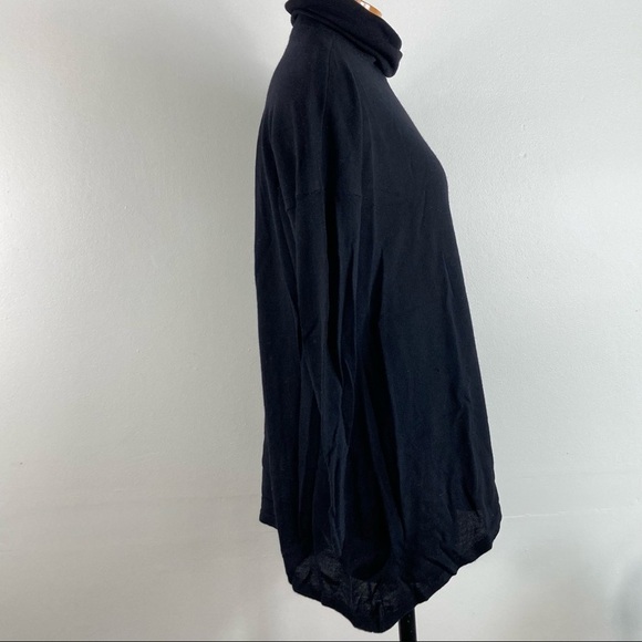 Eileen Fisher Merino Wool Oversized Turtleneck Sweater Size XS in Black - Picture 3 of 7